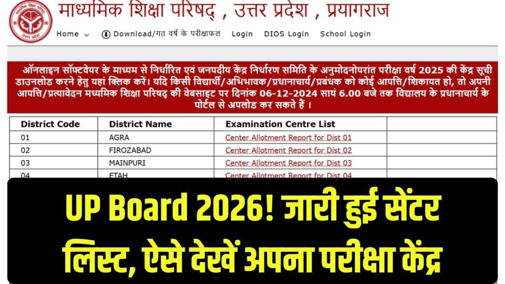 UP Board exam Centre list: यूपी बोर्ड परीक्षा केंद्र लिस्ट जारी, घर से कितनी दूर है आपका सेंटर? यहाँ देखें 1 UP Board exam Centre list: यूपी बोर्ड परीक्षा केंद्र लिस्ट जारी, घर से कितनी दूर है आपका सेंटर? यहाँ देखें